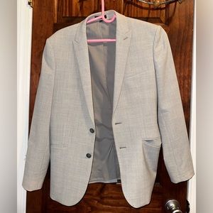 Express Men’s  Extra Slim Plaid  Suit Jacket Size 38S Color Grey Print